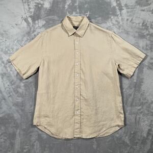 Quince Shirt Mens Medium Beige Linen Smart Casual Breathable Neutral Everyday